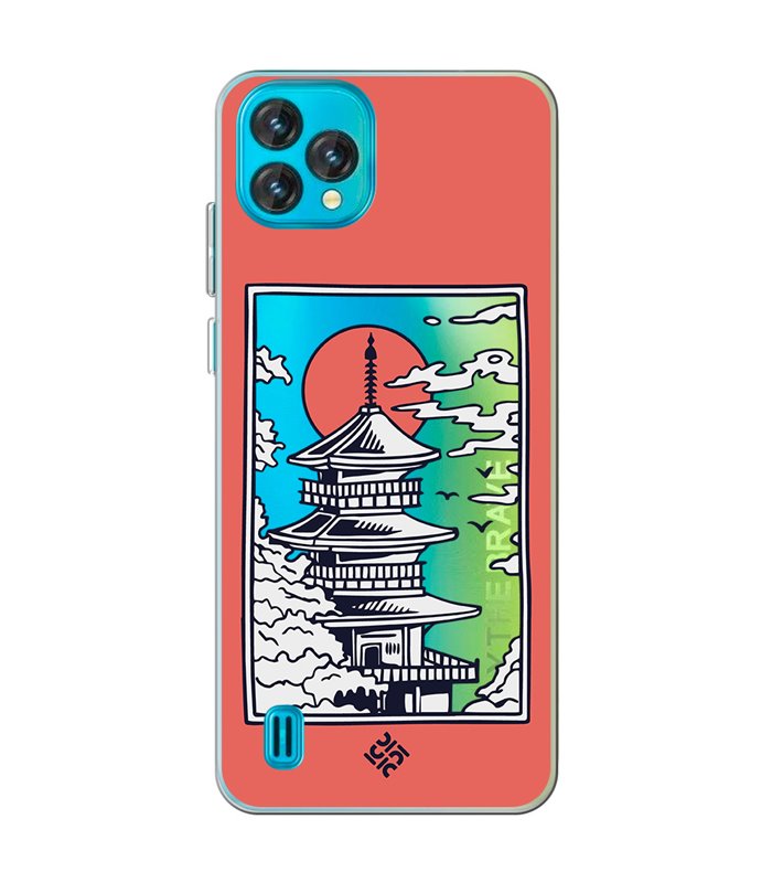 Funda para [ Blackview Oscal C60 ] Dibujo Japones [ Pagoda con Fondo Transparente Japonesa ] de Silicona Flexible