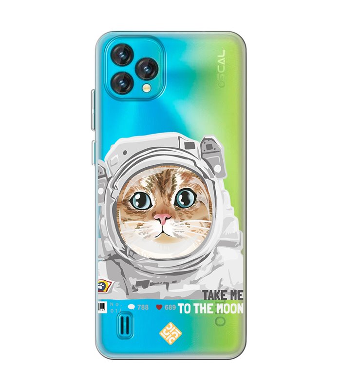 Funda para [ Blackview Oscal C60 ] Dibujo Mascotas [ Gato Astronauta - Take Me To The Moon ] 