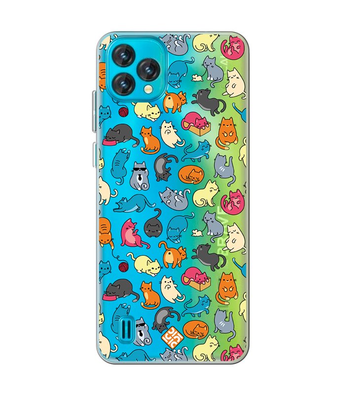 Funda para [ Blackview Oscal C60 ] Dibujo Mascotas [ Gatos de Varios Colores ] de Silicona Flexible