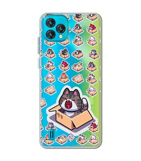 Funda para [ Blackview Oscal C60 ] Dibujo Mascotas [ Gatos en Cajas ] de Silicona Flexible para Smartphone 