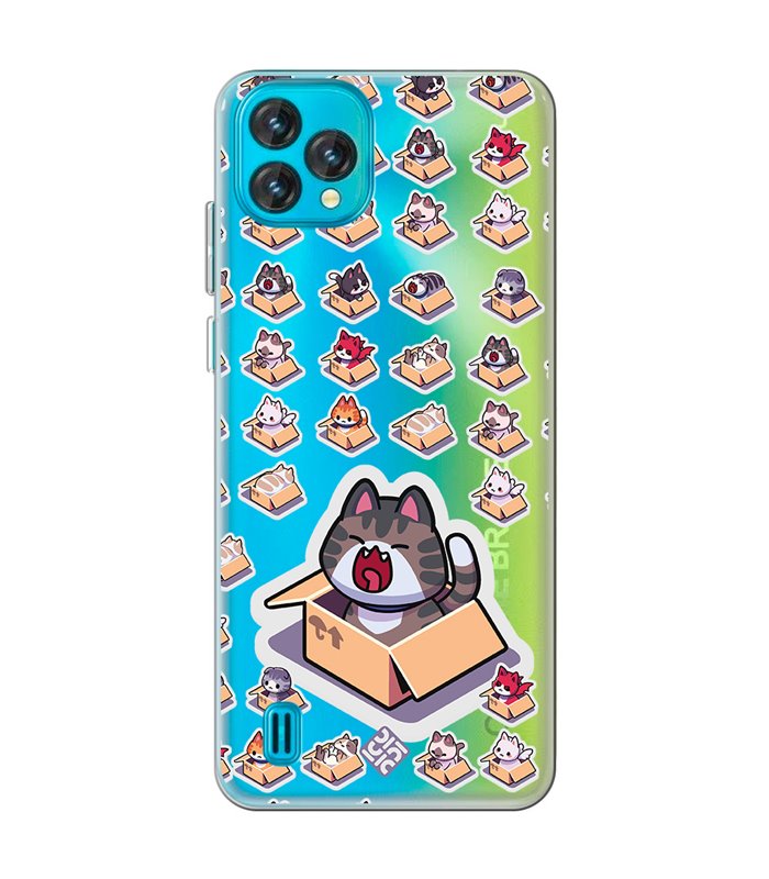 Funda para [ Blackview Oscal C60 ] Dibujo Mascotas [ Gatos en Cajas ] de Silicona Flexible para Smartphone 