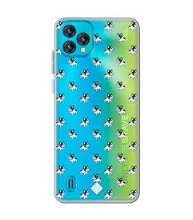 Funda para [ Blackview Oscal C60 ] Dibujo Mascotas [ Bulldog Frances con Mascarilla ] de Silicona Flexible