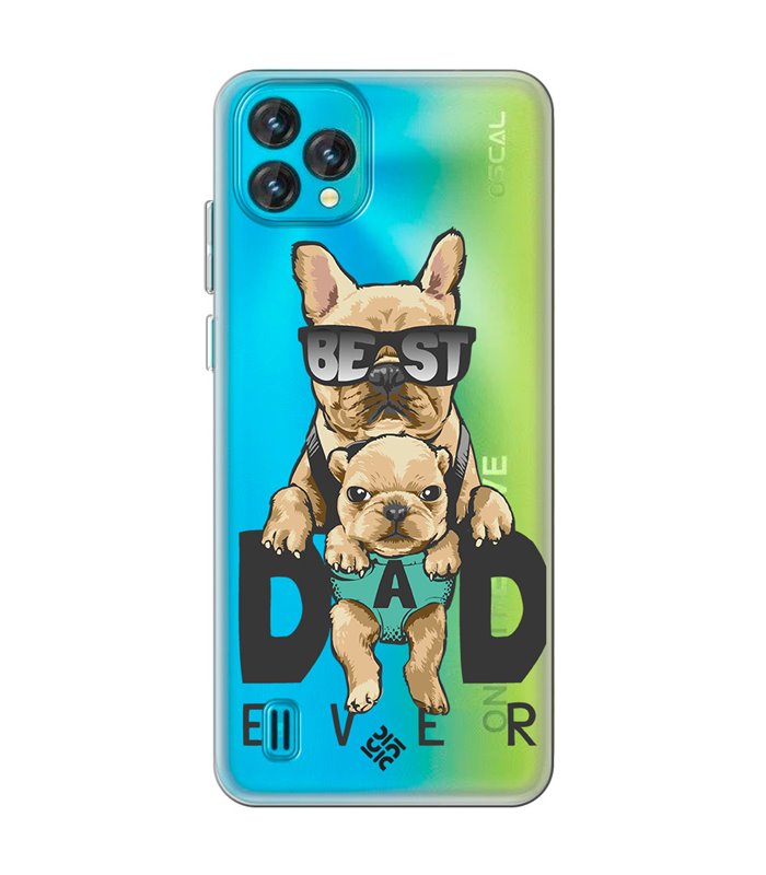 Funda para [ Blackview Oscal C60 ] Dibujo Mascotas [ Perro Bulldog - Best Dad Ever ] de Silicona Flexible