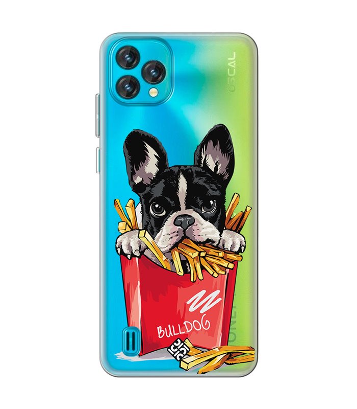 Funda para [ Blackview Oscal C60 ] Dibujo Mascotas [ Perrito Bulldog con Patatas ] de Silicona Flexible