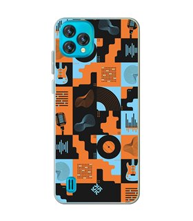 Funda para [ Blackview Oscal C60 ] Diseño Música [ Iconos Música Naranja y Azul ] de Silicona Flexible