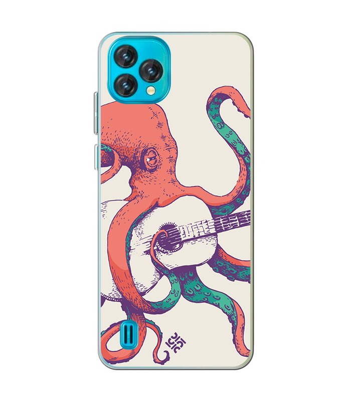 Funda para [ Blackview Oscal C60 ] Diseño Música [ Pulpo Tocando la Guitarra ] de Silicona Flexible