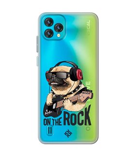 Funda para [ Blackview Oscal C60 ] Diseño Música [ Pug Perro con Auriculares ] de Silicona Flexible