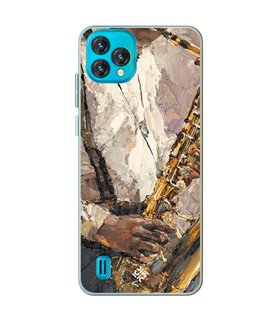 Funda para [ Blackview Oscal C60 ] Diseño Música [ Pintura - Tocando el Saxofón ] de Silicona Flexible