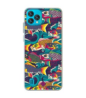 Funda para [ Blackview Oscal C60 ] Dibujo Auténtico [ Serpentina de Carpas Koinobori, Mangas de Viento ] de Silicona