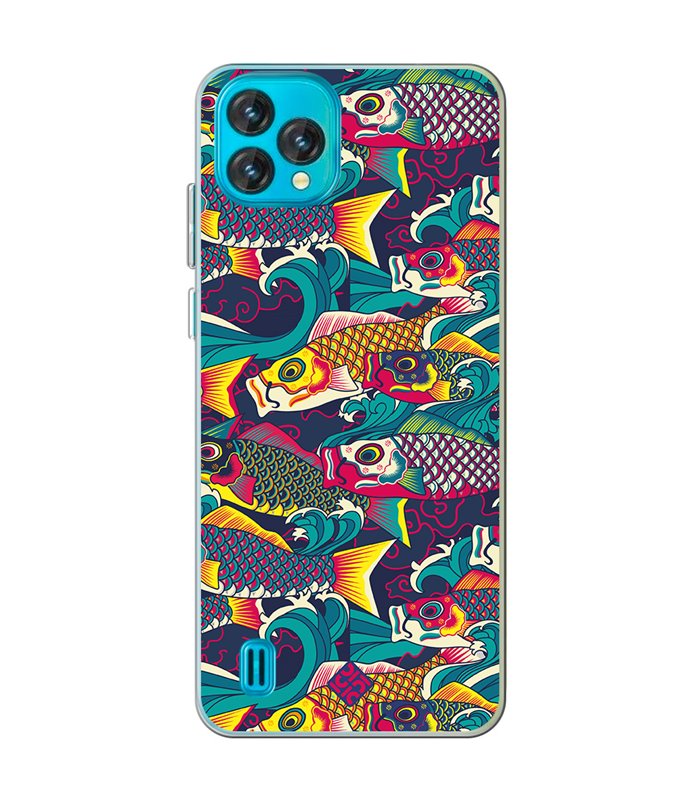 Funda para [ Blackview Oscal C60 ] Dibujo Auténtico [ Serpentina de Carpas Koinobori, Mangas de Viento ] de Silicona