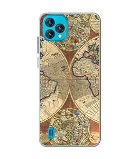 Funda para [ Blackview Oscal C60 ] Dibujo Auténtico [ Antiguo Mapa Mundi ] de Silicona Flexible