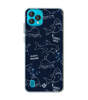 Funda para [ Blackview Oscal C60 ] Dibujo Auténtico [ Sharks Area ] de Silicona Flexible para Smartphone