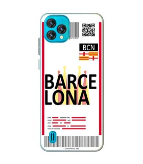 Funda para [ Blackview Oscal C60 ] Billete de Avión [ Barcelona ] de Silicona Flexible para Smartphone 