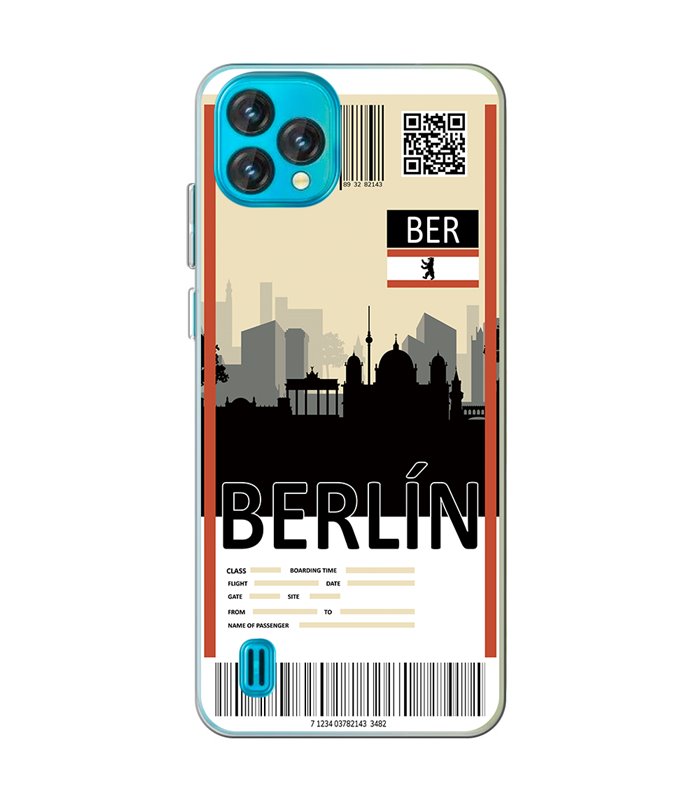 Funda para [ Blackview Oscal C60 ] Billete de Avión [ Berlín ] de Silicona Flexible para Smartphone 