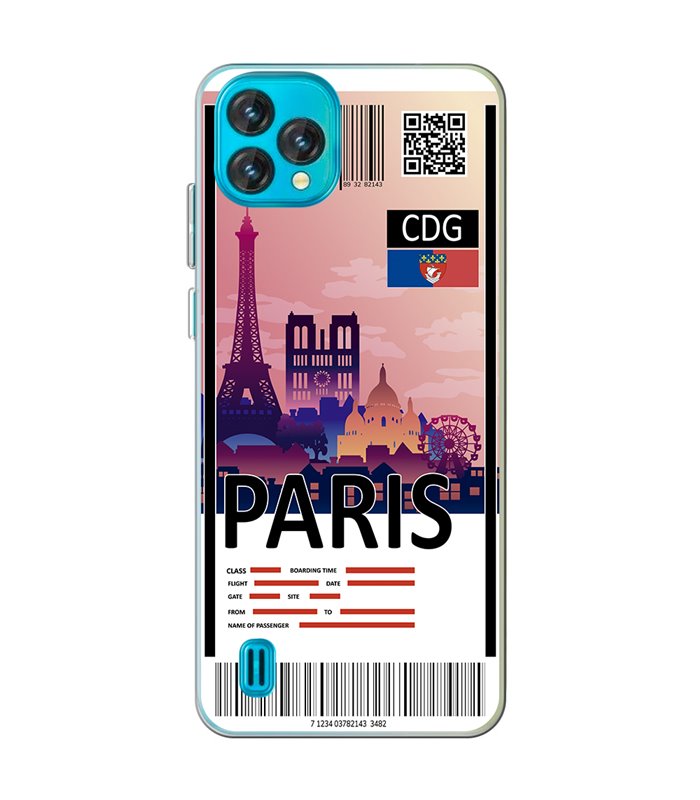 Funda para [ Blackview Oscal C60 ] Billete de Avión [ París ] de Silicona Flexible para Smartphone 