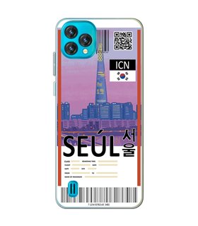 Funda para [ Blackview Oscal C60 ] Billete de Avión [ Seúl ] de Silicona Flexible para Smartphone 