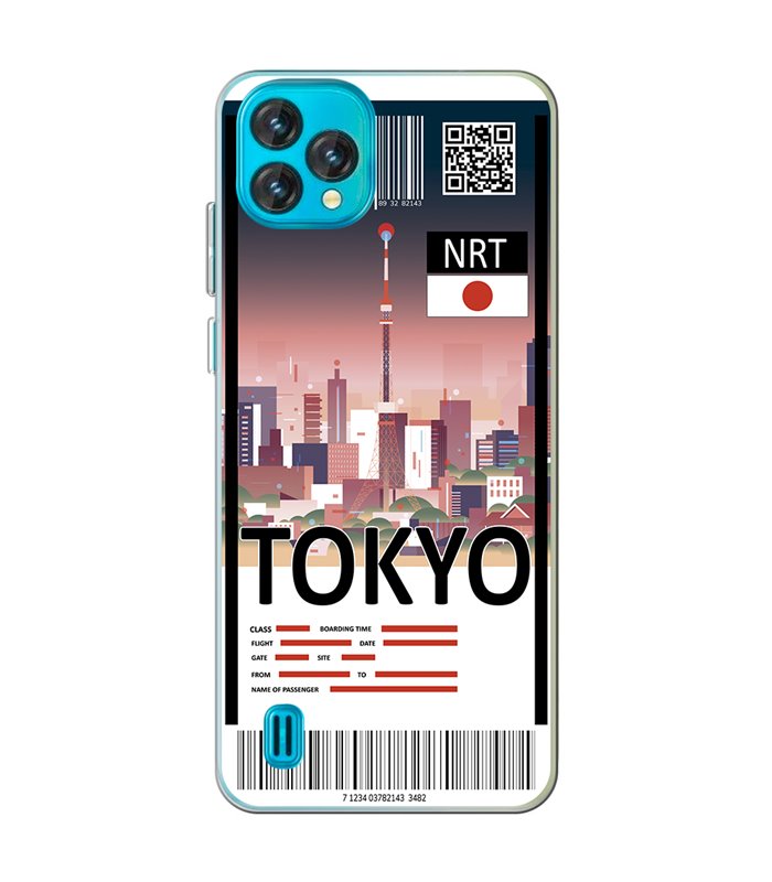 Funda para [ Blackview Oscal C60 ] Billete de Avión [ Tokio ] de Silicona Flexible para Smartphone 