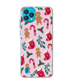 Funda para [ Blackview Oscal C60 ] Fondo Navidad [ Galleta Christmas Baston Caramelo ] de Silicona Flexible para Smartphone 