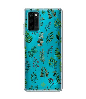 Funda para [ Blackview A100 ] Dibujo Botánico [ Hojas Ramas Verdes - Follaje Botánico ] de Silicona Flexible