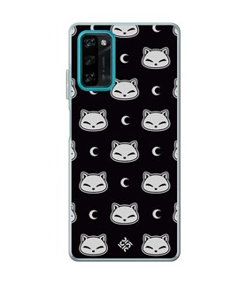 Funda para [ Blackview A100 ] Dibujo Cute [ Gato Negro Lunar ] de Silicona Flexible para Smartphone