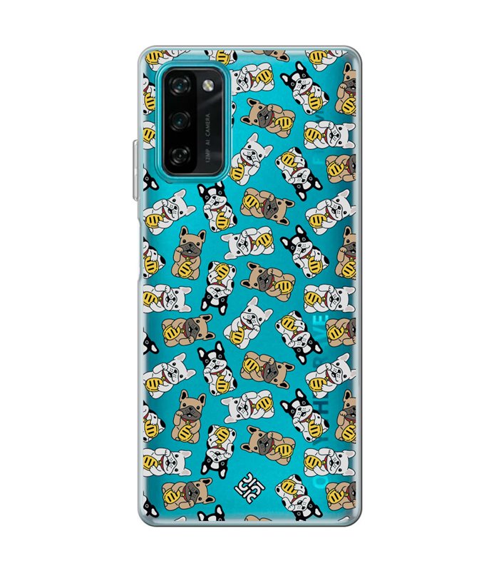 Funda para [ Blackview A100 ] Dibujo Cute [ Perro Bulldog de la Suerte ] de Silicona Flexible para Smartphone