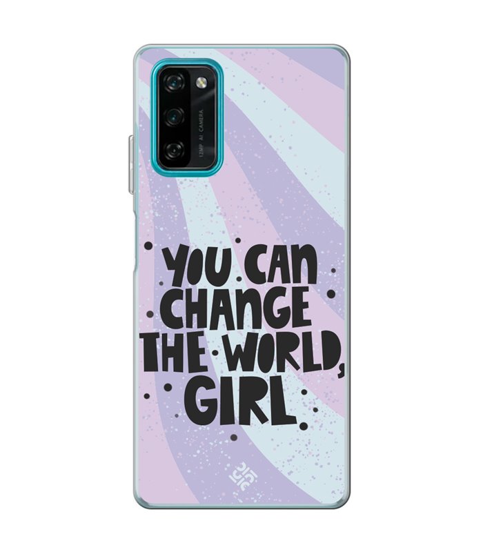 Funda para [ Blackview A100 ] Dibujo Frases Guays [ You Can Change The World Girl ] de Silicona Flexible 