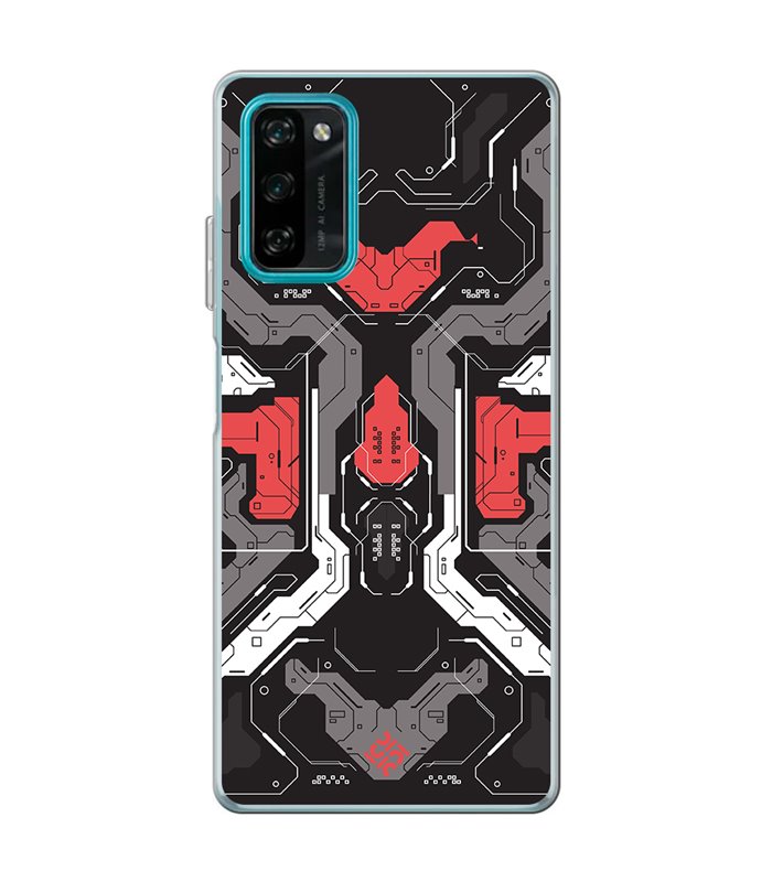 Funda para [ Blackview A100 ] Dibujo Gamers [ Cyberpunk Rojo y Grises ] de Silicona Flexible para Smartphone