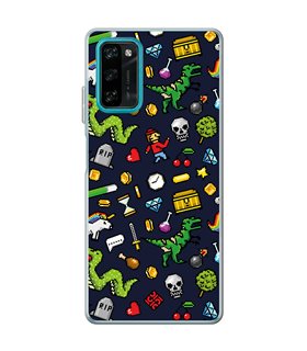 Funda para [ Blackview A100 ] Dibujo Gamers [ Iconos de Juego Retro Pixel Art 8 Bits ] de Silicona Flexible