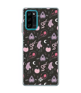 Funda para [ Blackview A100 ] Dibujo Gotico [ Diseño Brujería en Tonos Pastel y Fondo Negro ] de Silicona