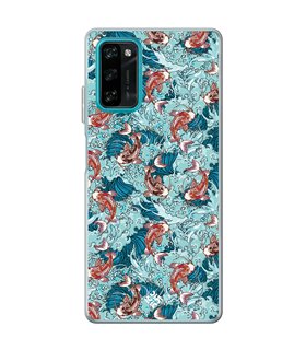 Funda para [ Blackview A100 ] Dibujo Japones [ Peces Koi ] de Silicona Flexible para Smartphone 