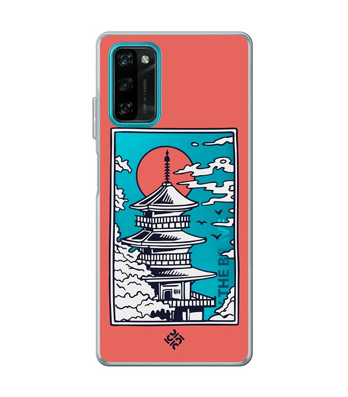 Funda para [ Blackview A100 ] Dibujo Japones [ Pagoda con Fondo Transparente Japonesa ] de Silicona Flexible