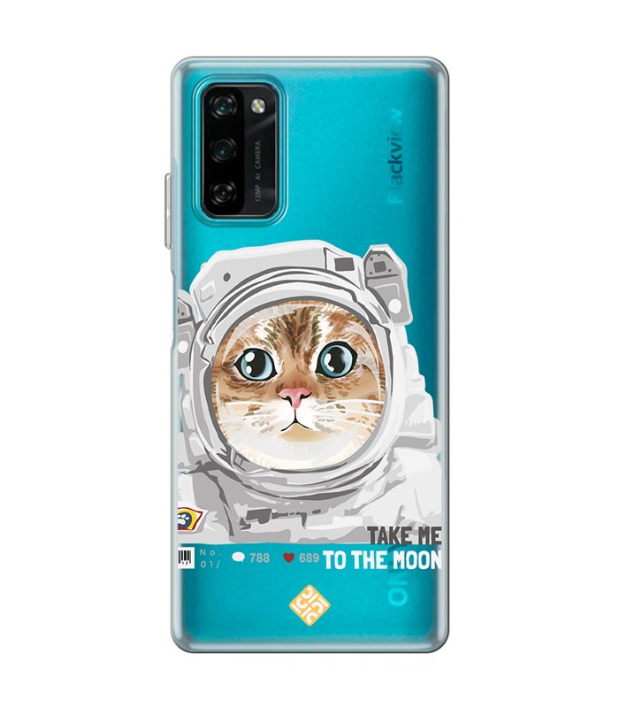 Funda para [ Blackview A100 ] Dibujo Mascotas [ Gato Astronauta - Take Me To The Moon ] 