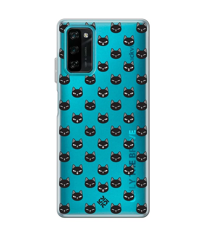 Funda para [ Blackview A100 ] Dibujo Mascotas [ Gato Negro ] de Silicona Flexible para Smartphone 