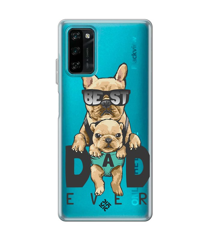 Funda para [ Blackview A100 ] Dibujo Mascotas [ Perro Bulldog - Best Dad Ever ] de Silicona Flexible