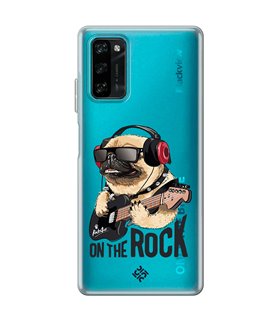 Funda para [ Blackview A100 ] Diseño Música [ Pug Perro con Auriculares ] de Silicona Flexible