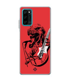 Funda para [ Blackview A100 ] Diseño Música [ Rock & Roar - Dinosaurio Tocando la Guitarra ] 