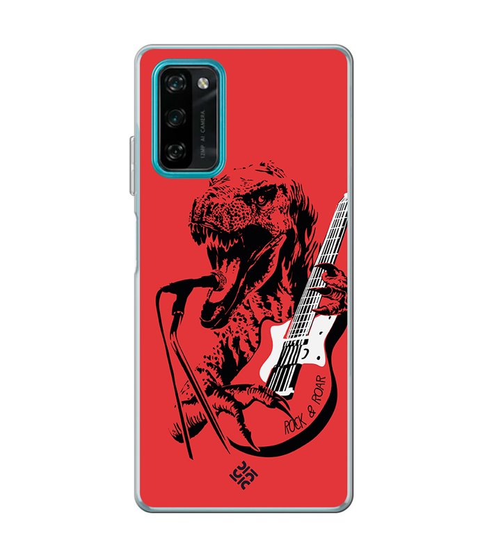 Funda para [ Blackview A100 ] Diseño Música [ Rock & Roar - Dinosaurio Tocando la Guitarra ] 