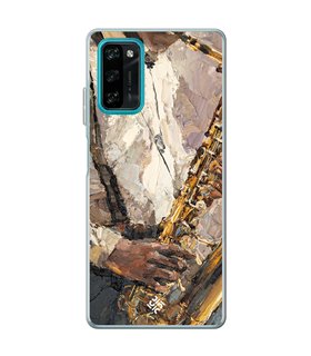 Funda para [ Blackview A100 ] Diseño Música [ Pintura - Tocando el Saxofón ] de Silicona Flexible