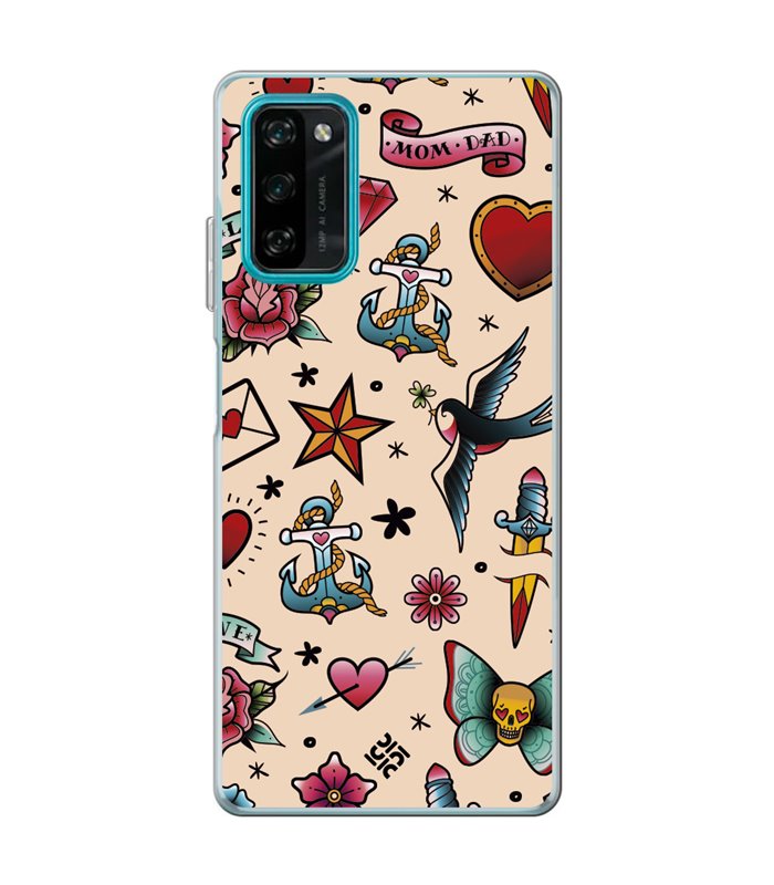 Funda para [ Blackview A100 ] Dibujo Tendencias [ Tatuajes Clásicos ] de Silicona Flexible