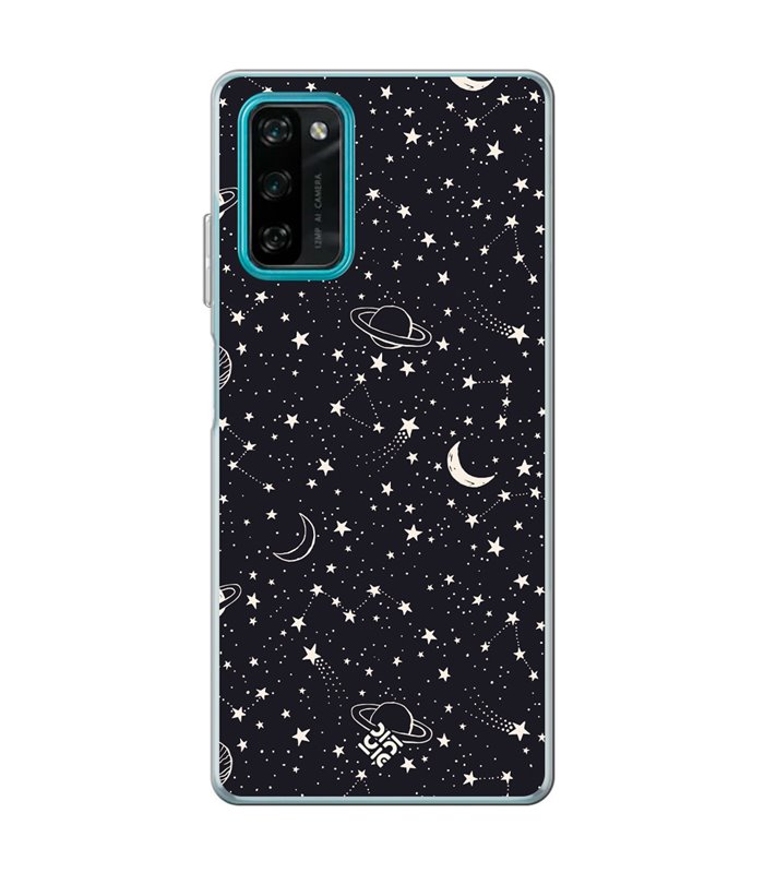 Funda para [ Blackview A100 ] Dibujo Tendencias [ Fondo Estrellado con Planetas ] de Silicona Flexible