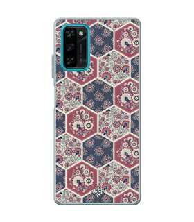 Funda para [ Blackview A100 ] Dibujo Tendencias [ Diseño Azulejos Hexágonales con Flores ] de Silicona Flexible