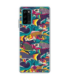 Funda para [ Blackview A100 ] Dibujo Auténtico [ Serpentina de Carpas Koinobori, Mangas de Viento ] de Silicona