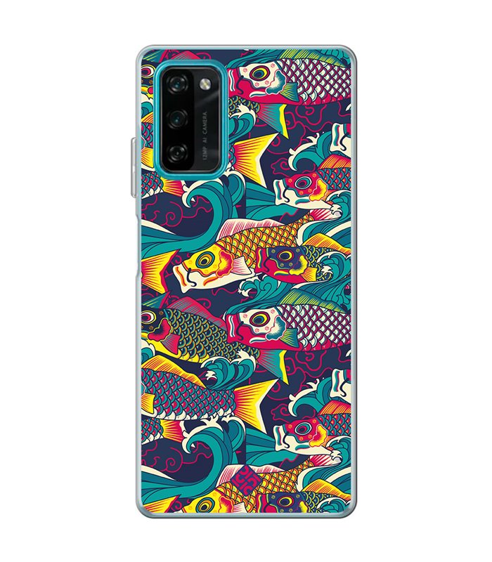 Funda para [ Blackview A100 ] Dibujo Auténtico [ Serpentina de Carpas Koinobori, Mangas de Viento ] de Silicona