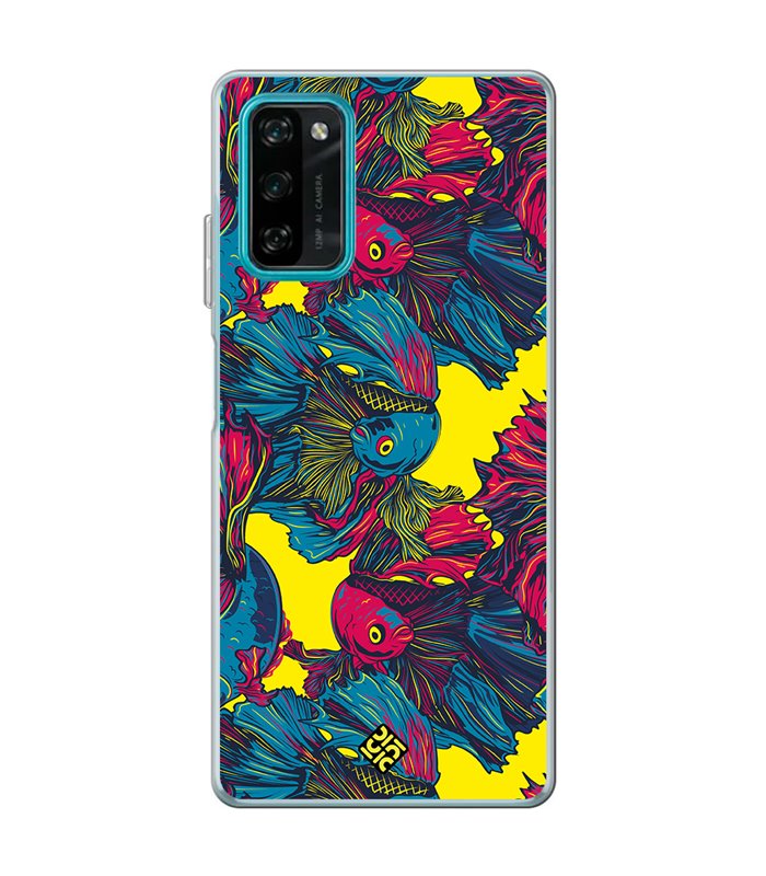 Funda para [ Blackview A100 ] Dibujo Auténtico [ Patrón de Pescado Betta ] de Silicona Flexible para Smartphone