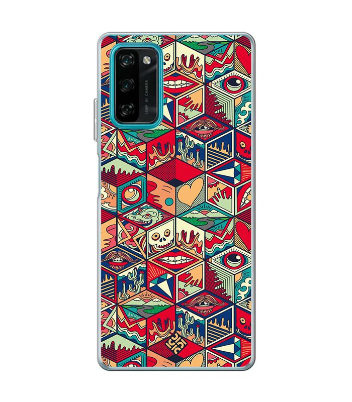 Funda para [ Blackview A100 ] Dibujo Auténtico [ Diseño Doodle Arte con Elementos Ornamentales ] de Silicona