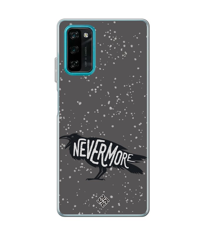 Funda para [ Blackview A100 ] Dibujo Auténtico [ Cuervo Never More ] de Silicona Flexible para Smartphone 