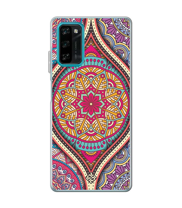 Funda para [ Blackview A100 ] Dibujo Auténtico [ Baldosa de Teja Mandala ] de Silicona Flexible