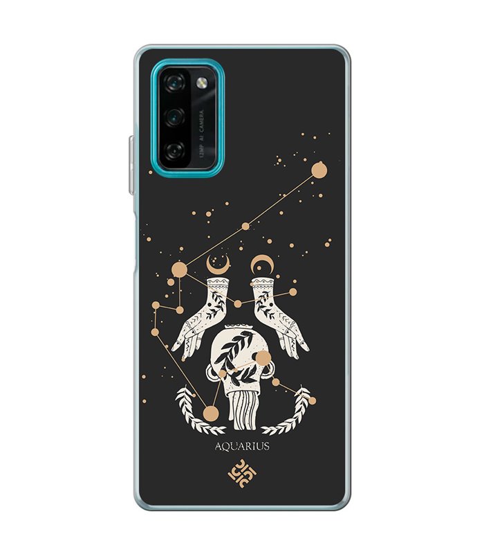 Funda para [ Blackview A100 ] Dibujo Zodiaco [ Signo Zodiacal - Acuario ] de Silicona Flexible para Smartphone 