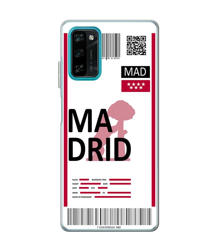 Funda para [ Blackview A100 ] Billete de Avión [ Madrid ] de Silicona Flexible para Smartphone 