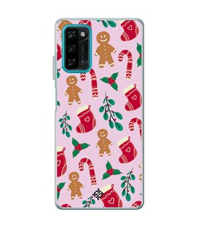 Funda para [ Blackview A100 ] Fondo Navidad [ Galleta Christmas Baston Caramelo ] de Silicona Flexible para Smartphone 